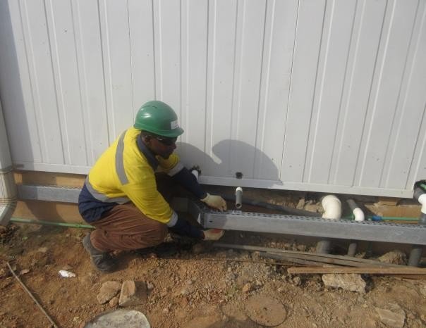 Laying of cable trays and cabling at the mechanical workshop