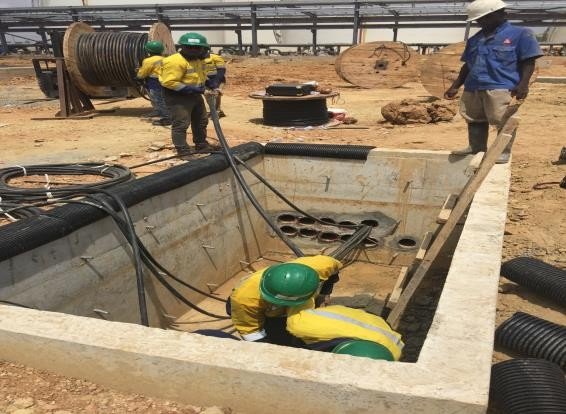 Pulling cables out of the main chamber through corrugated pipes